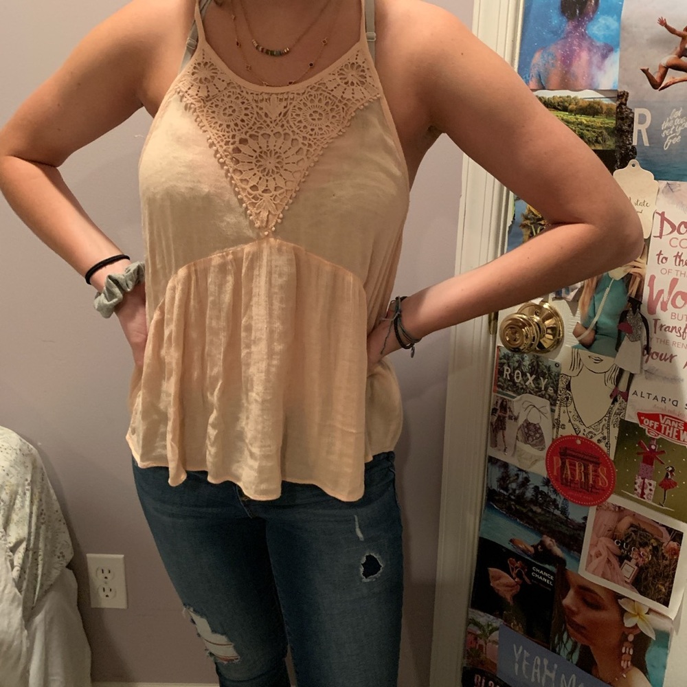 Peach Lace Tank